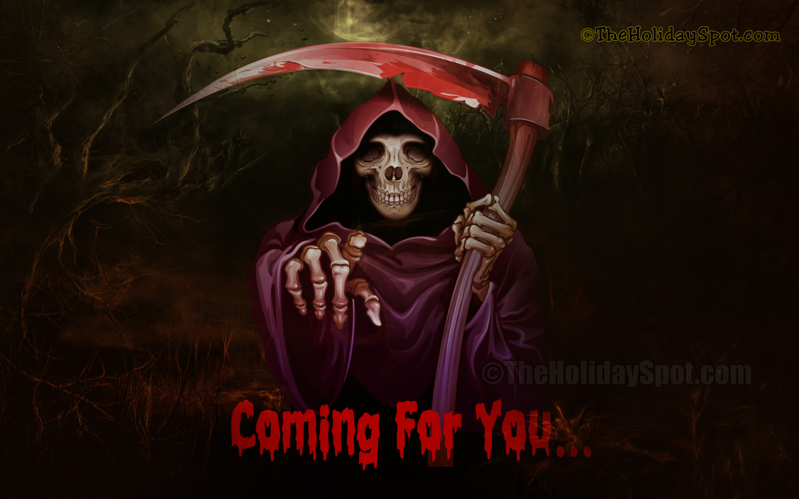 Spooktacular Halloween Wallpaper   Grim Reaper Coming For You 2560x1600