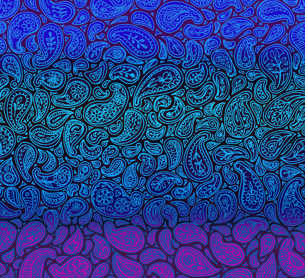 Purple Paisley Ombre Pattern In Blue And Black Art