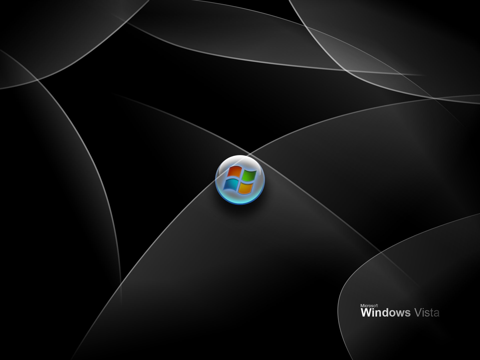 Microsoft Windows Vista Balck Backround With White Designs desktop