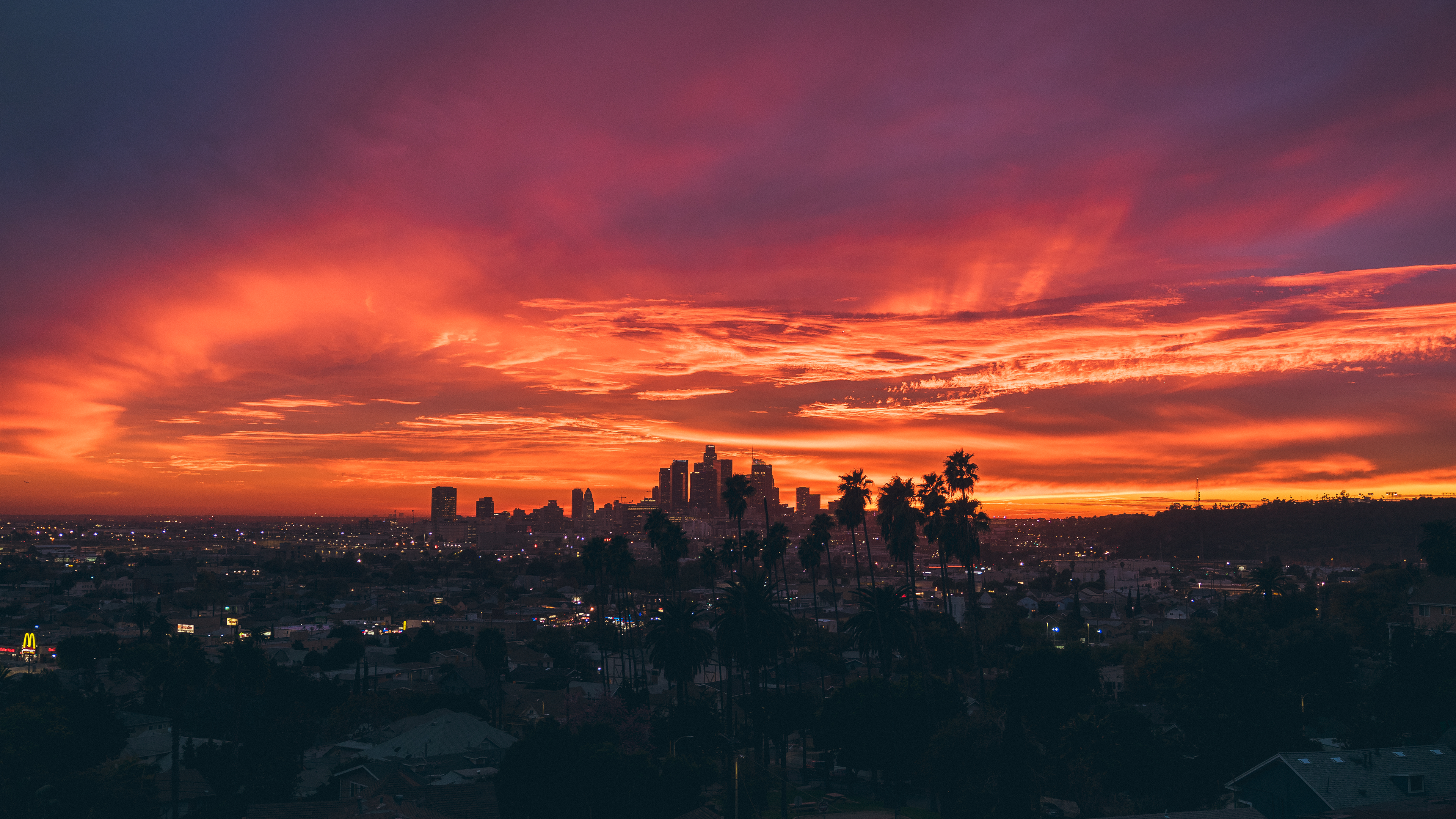 Sunset In Los Angeles Oc Wallpaper
