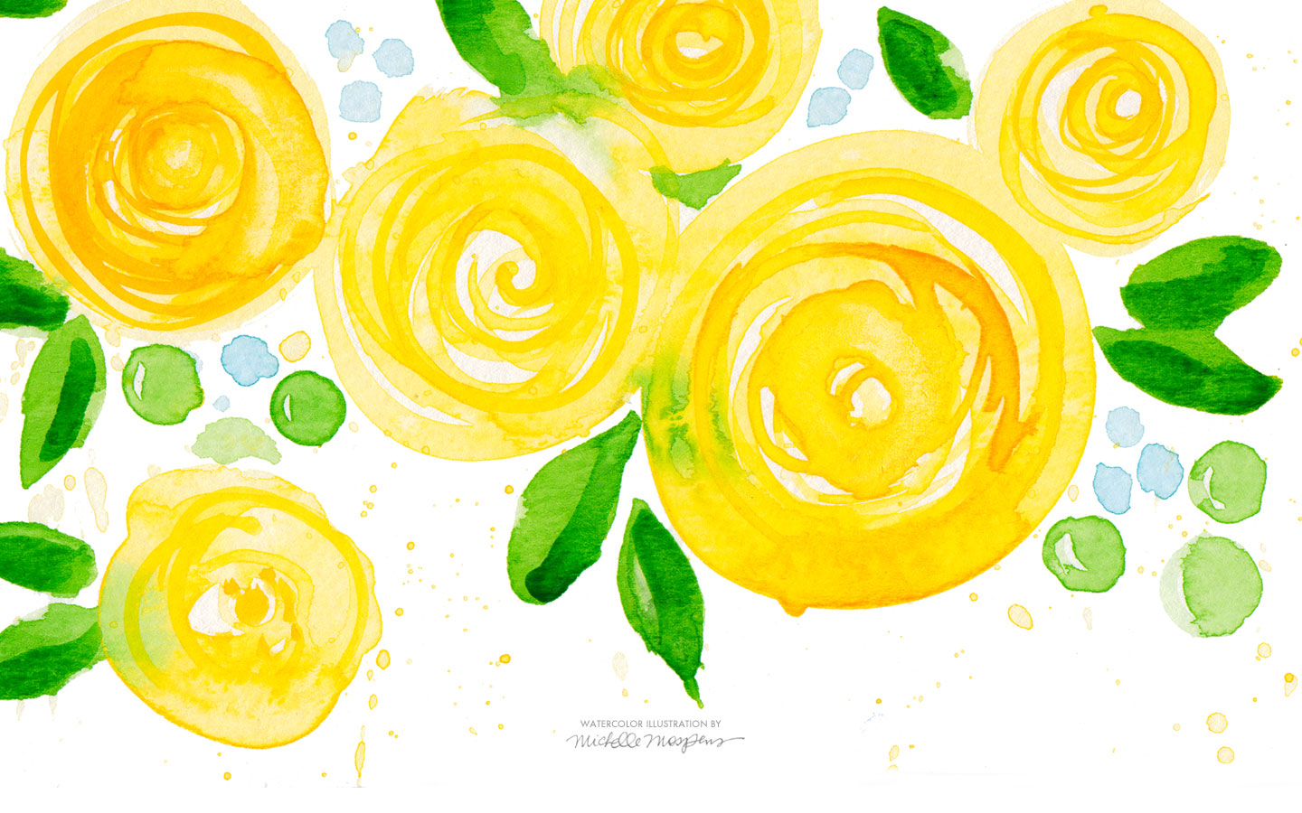 Yellow Watercolor Flowers Wallpaper Download   A Watercolor Life
