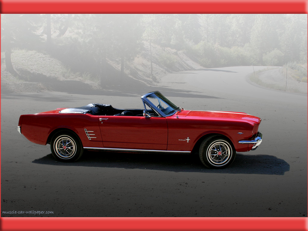 Mustang Red Convertible Muscle Car Wallpaper