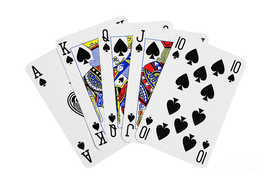 Playing Cards Royal Flush On White Background Photograph By Natalie