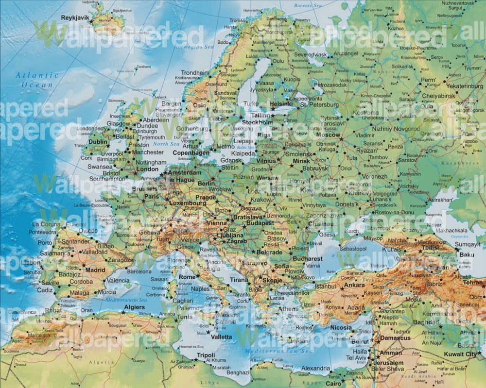 Map of Europe Wall Mural World Map Wallpaper