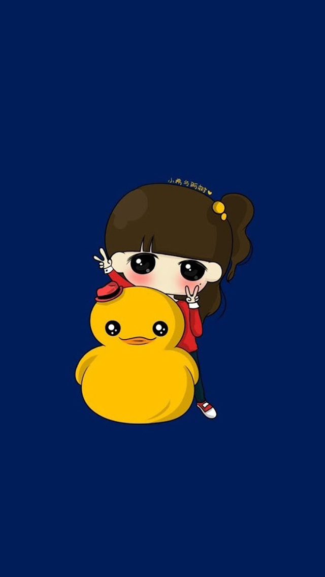 Cute Girl With Small Yellow Duck iPhone 5s Wallpaper