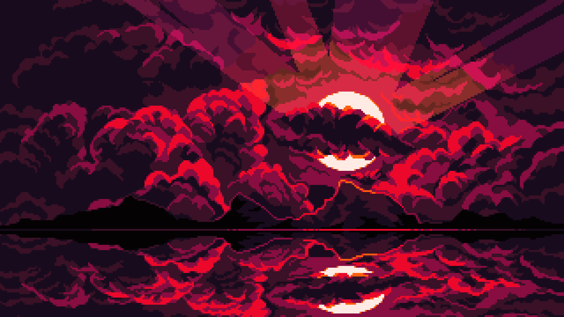Blood Moon Pixel Art HD Wallpaper