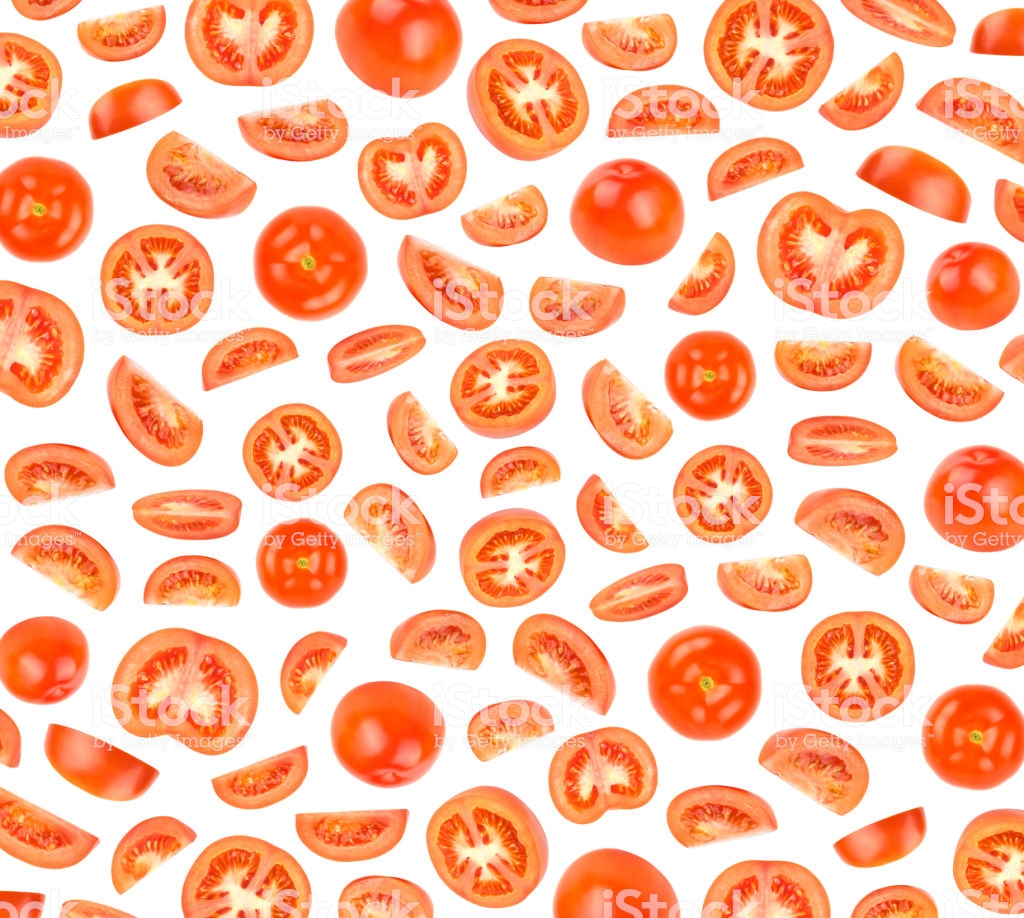 Fresh Red Tomato Photographic Pattern Wallpaper Isolated On