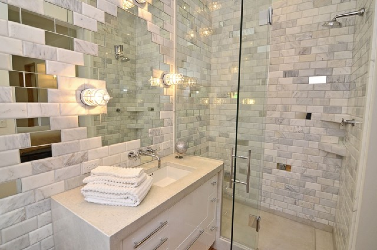 Darcy Wallpaper Tiles Shower Surround Modern Bathroom On