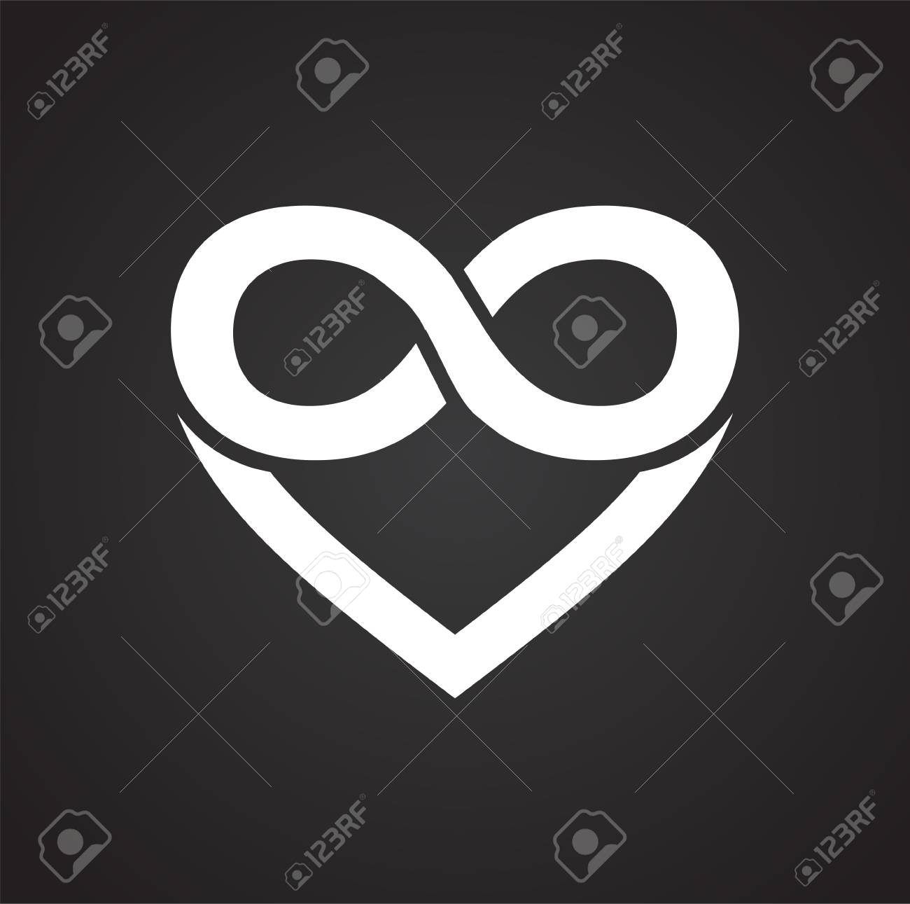 Heart Infiniti Symbol Icon On Black Background For Graphic And