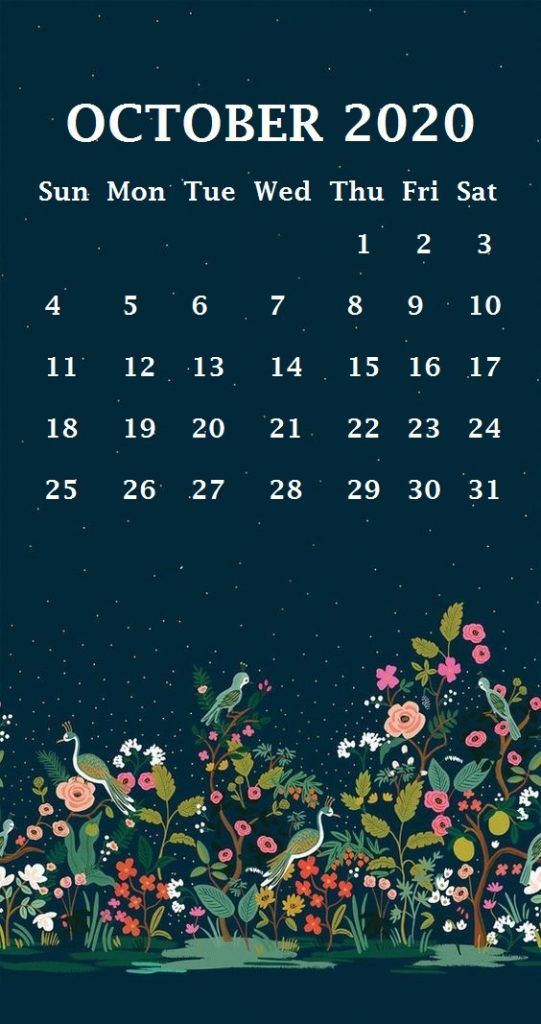 iPhone October Calendar Wallpaper