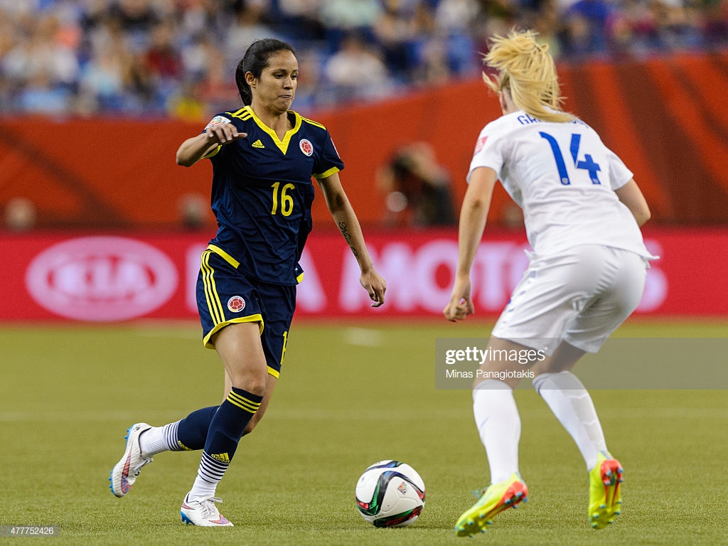 Lady Andrade Of Colombia Tries To Move The Ball Past Alex