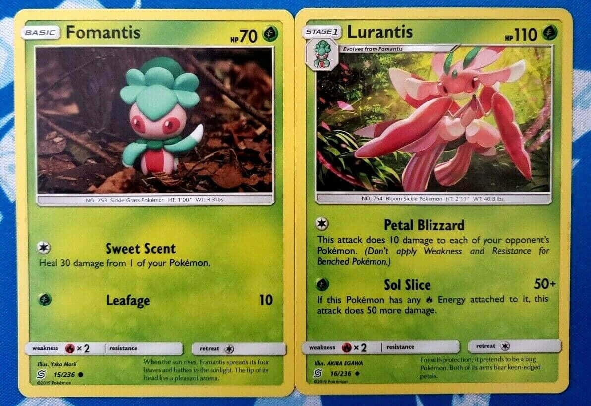 Pok Mon Fomantis Gaming Card Collectibles Wallpaper