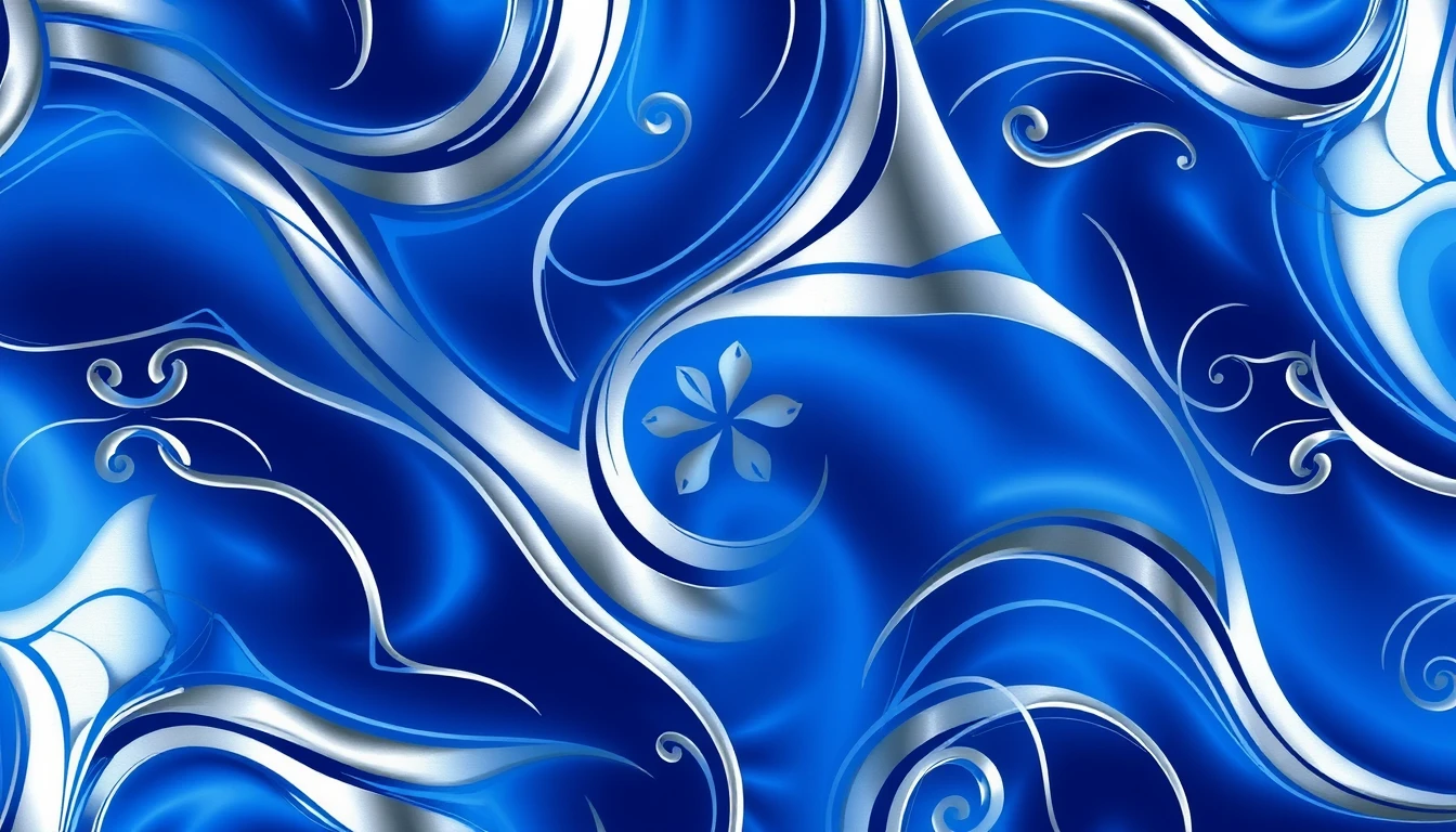 Blue And Silver Metallic Wallpaper