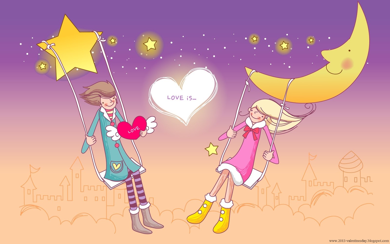 Cute Cartoon Couple Love HD Wallpaper For Valentines Day