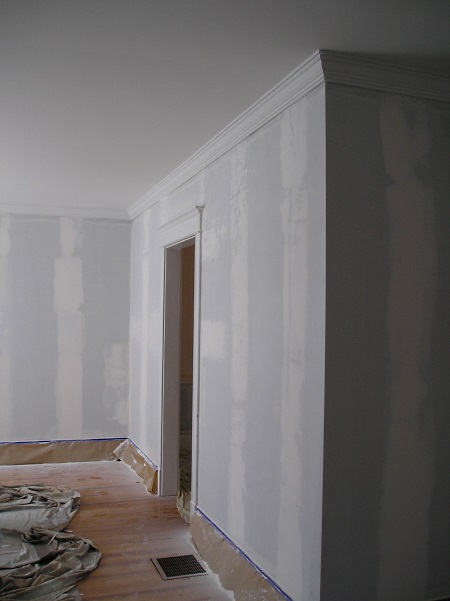 Walls patched and ready to paint after removing wallpaper 450x601