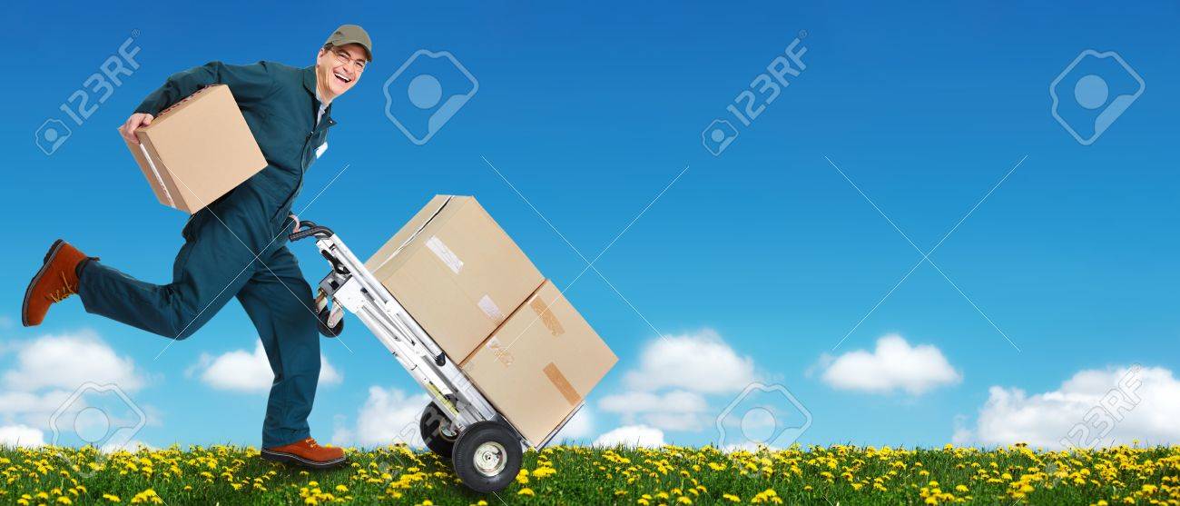 Delivery Courier Shipping And Moving Service Background Stock