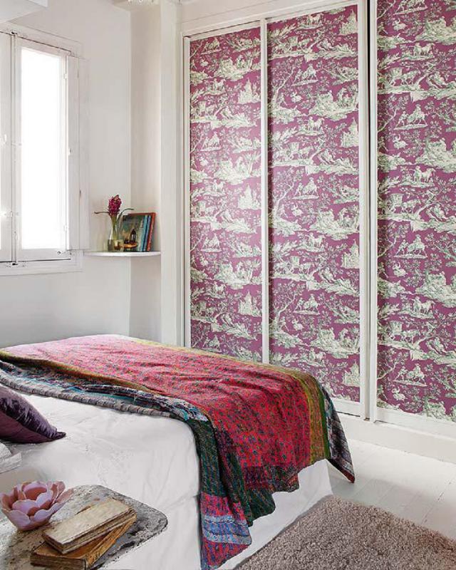 Wallpaper on closet doors   Photo courtesy of Lush Luxe