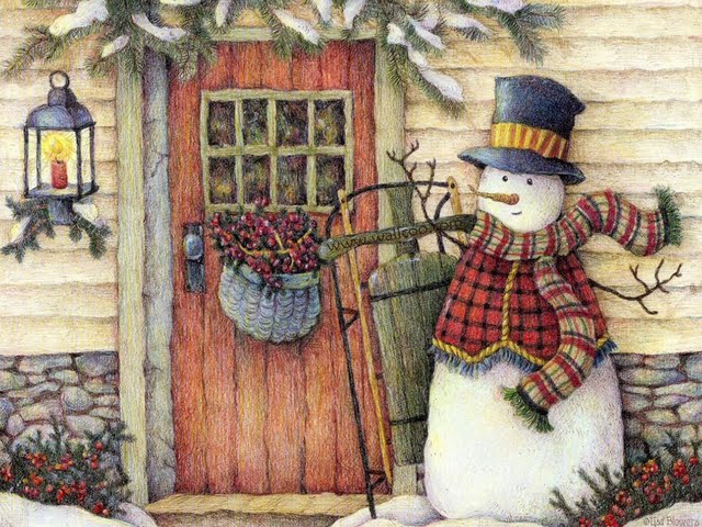 Lisa Blowers Wele Home Calendar Holly Christmas Lovely Snowman