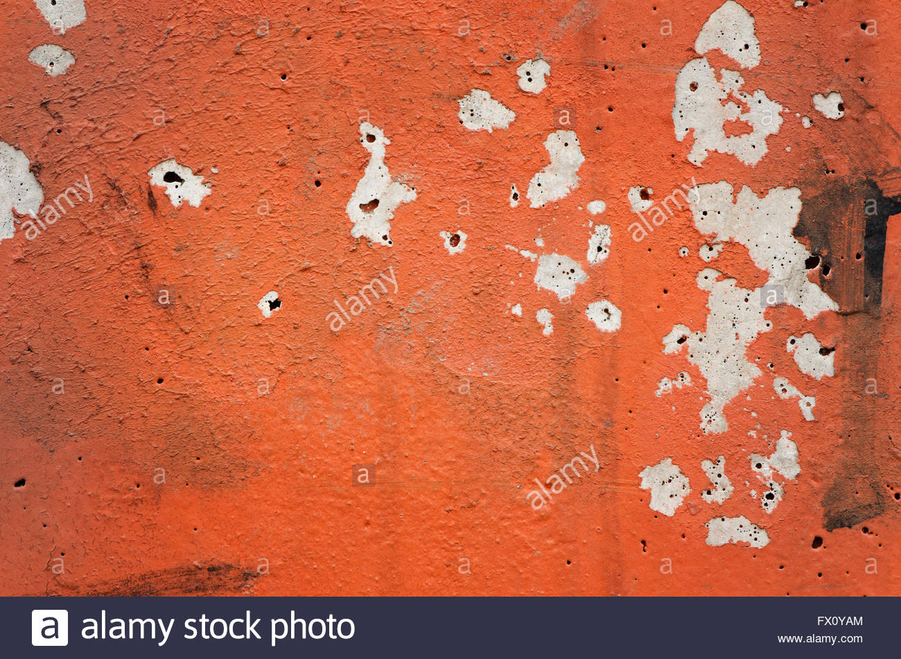 Orange Black White Painted Chappy Wall Texture Background Stock