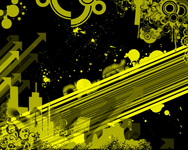 Yellow And Black Abstract By