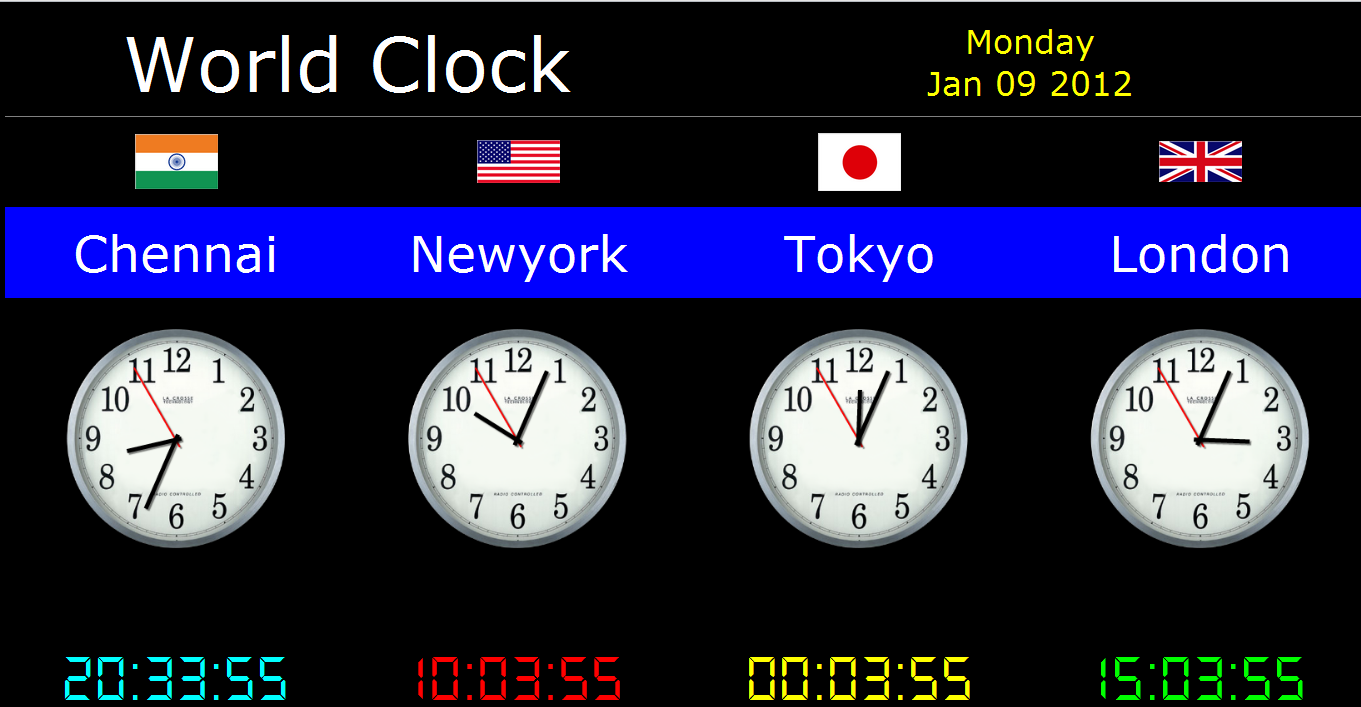 world time zone wall clocks