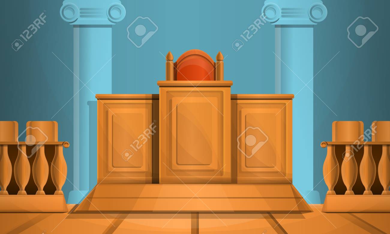 Courthouse Concept Background Cartoon Illustration Of