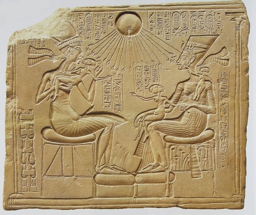 Ancient Egypt Image Akhenaten And Nefertiti With Their