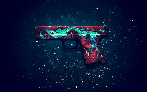 Wallpaper line, spot, blue background, AK-47, paint, cs go, custom paint  job, frontside misty for mobile and desktop, section оружие, resolution  1920x1200 - download