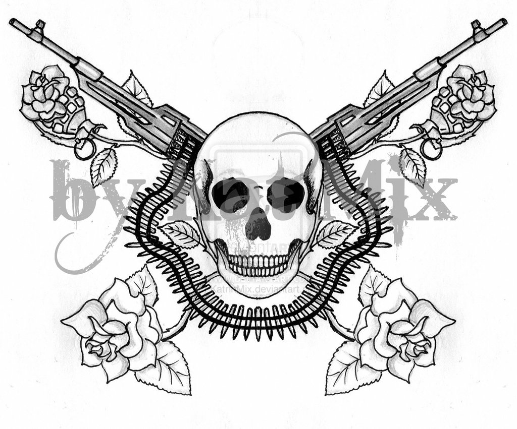 Skulls And Guns Wallpaper Skull By Katrinmix