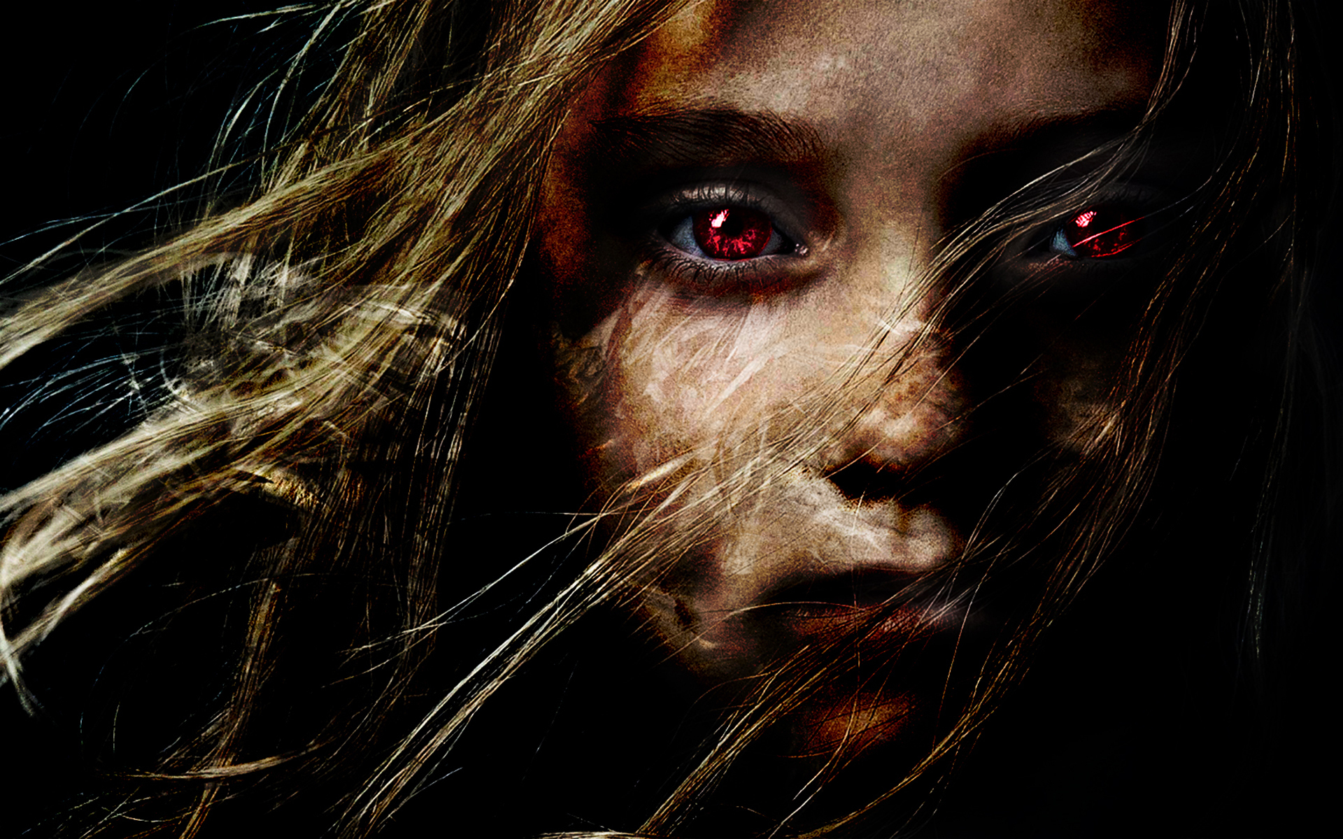 Dark Gothic Horror Scary Creepy Spooky Demon Evil Face Blonde Women