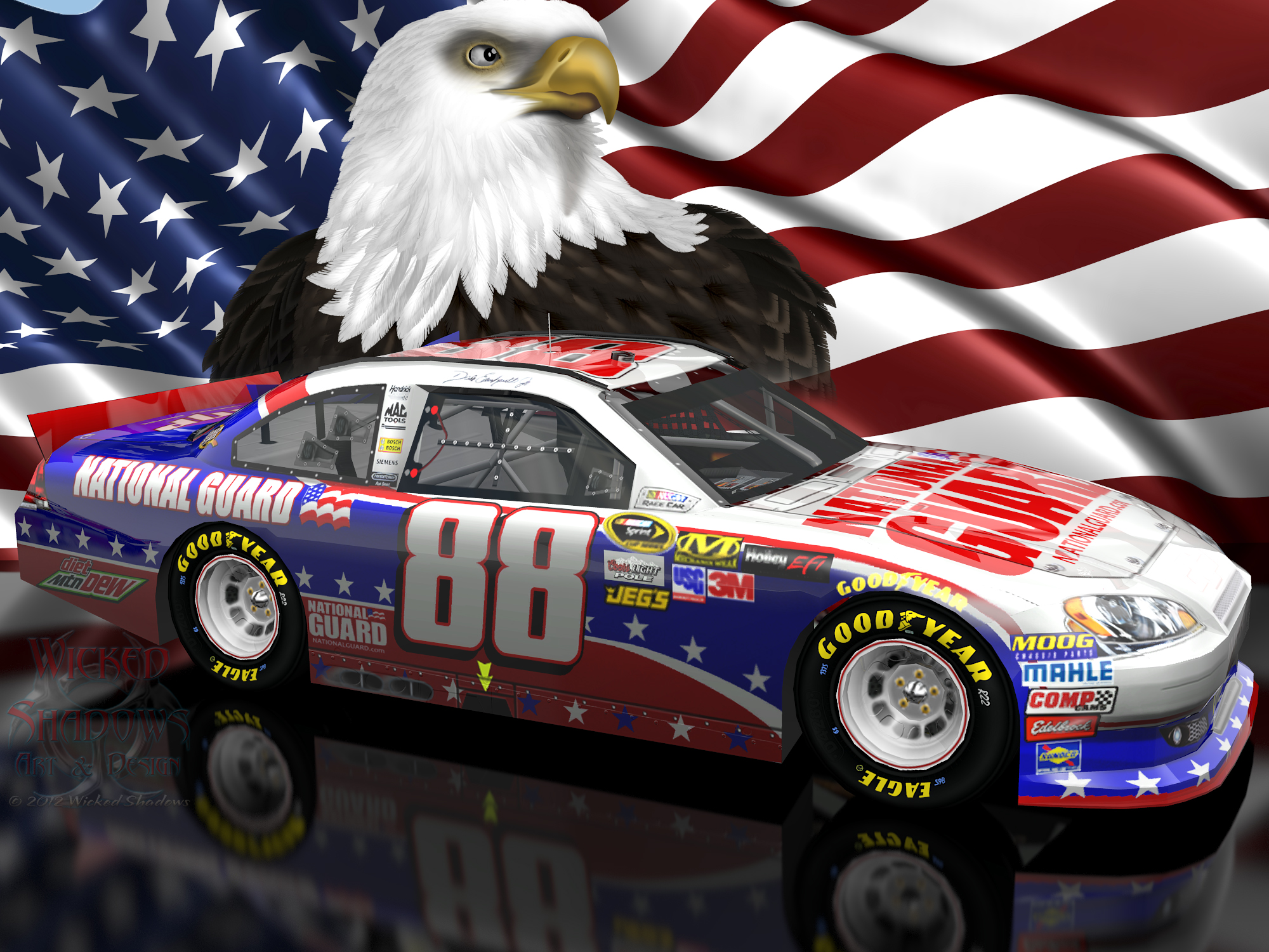 Jr Nascar Unites American Flag And Eagle Patriotic Wallpaper