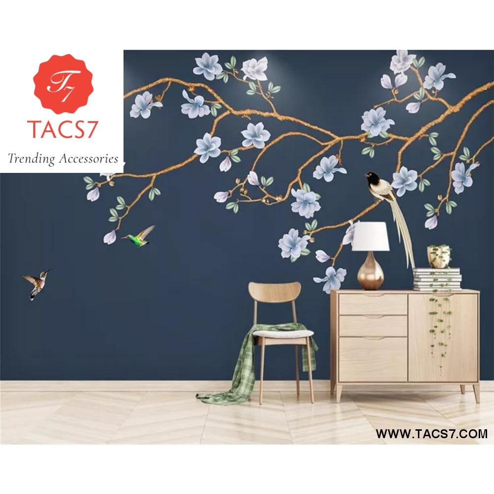 Chinese Hand Painted Modern Flowers Birds Magnolia Flower