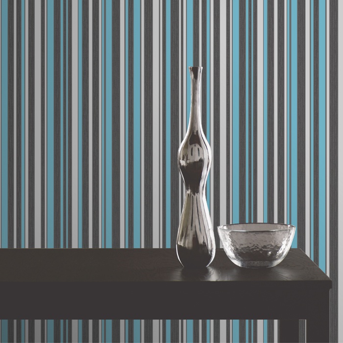 Buy Fine Decor Tulipa Stripe Wallpaper Charcoal Teal And Silver