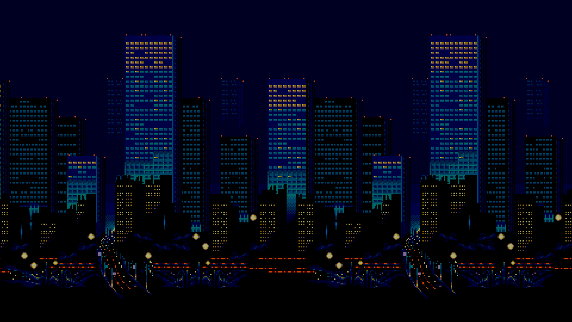 Bit Streets Of Rage City Night Skyline Sega Pixel