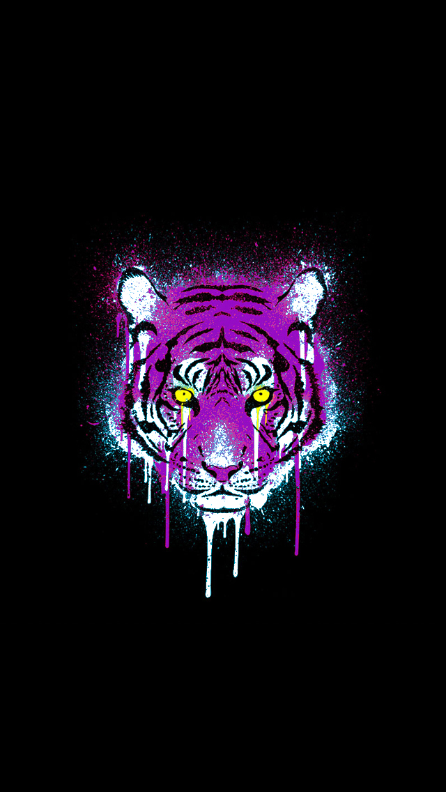 Purple And Gold Tiger iPhone Wallpaper