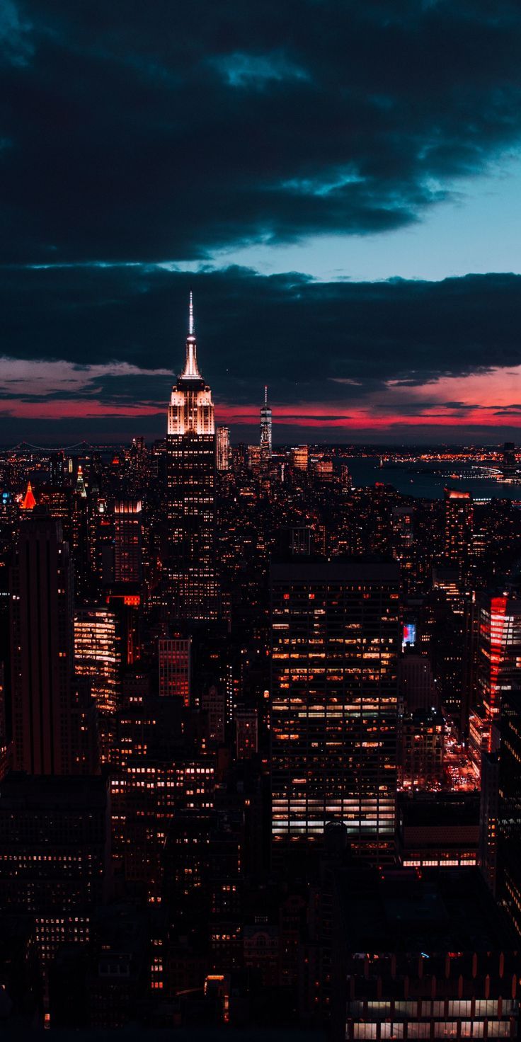 New York Buildings Night Cityscape Wallpaper
