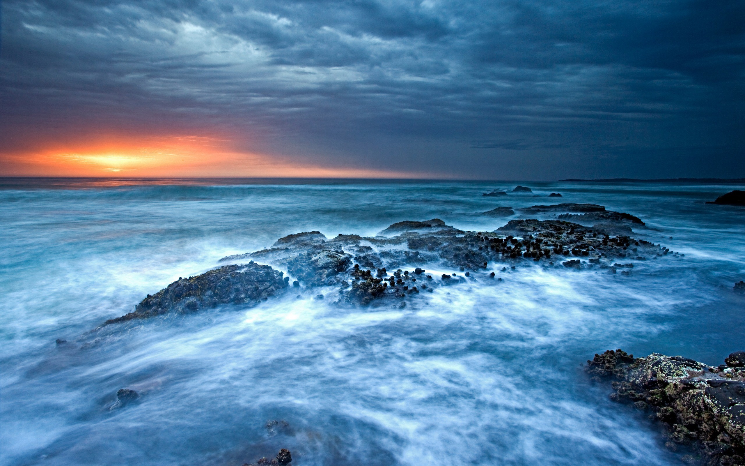 Ocean Waves Sunset Wallpaper First HD