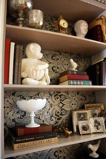Wallpaper In Bookcase For The Home