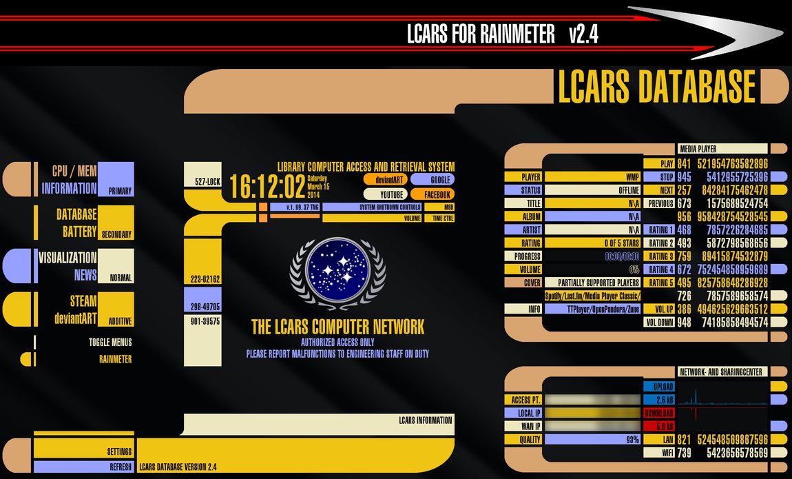 Lcars For Rainmeter Version March By Freaky333 On