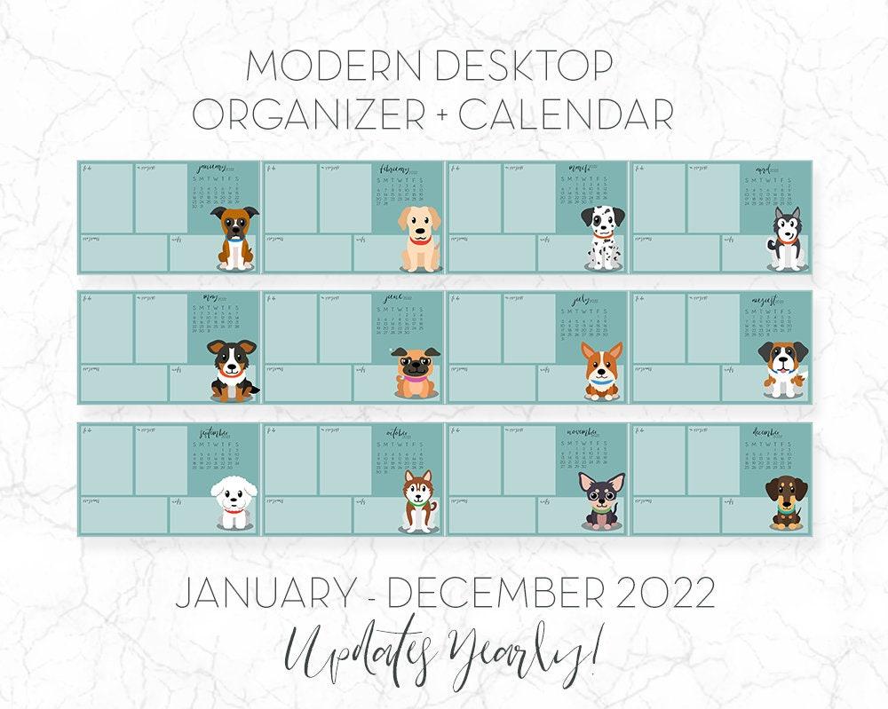 2022 Monthly Calendar Dog Breeds Desktop Wallpaper Background