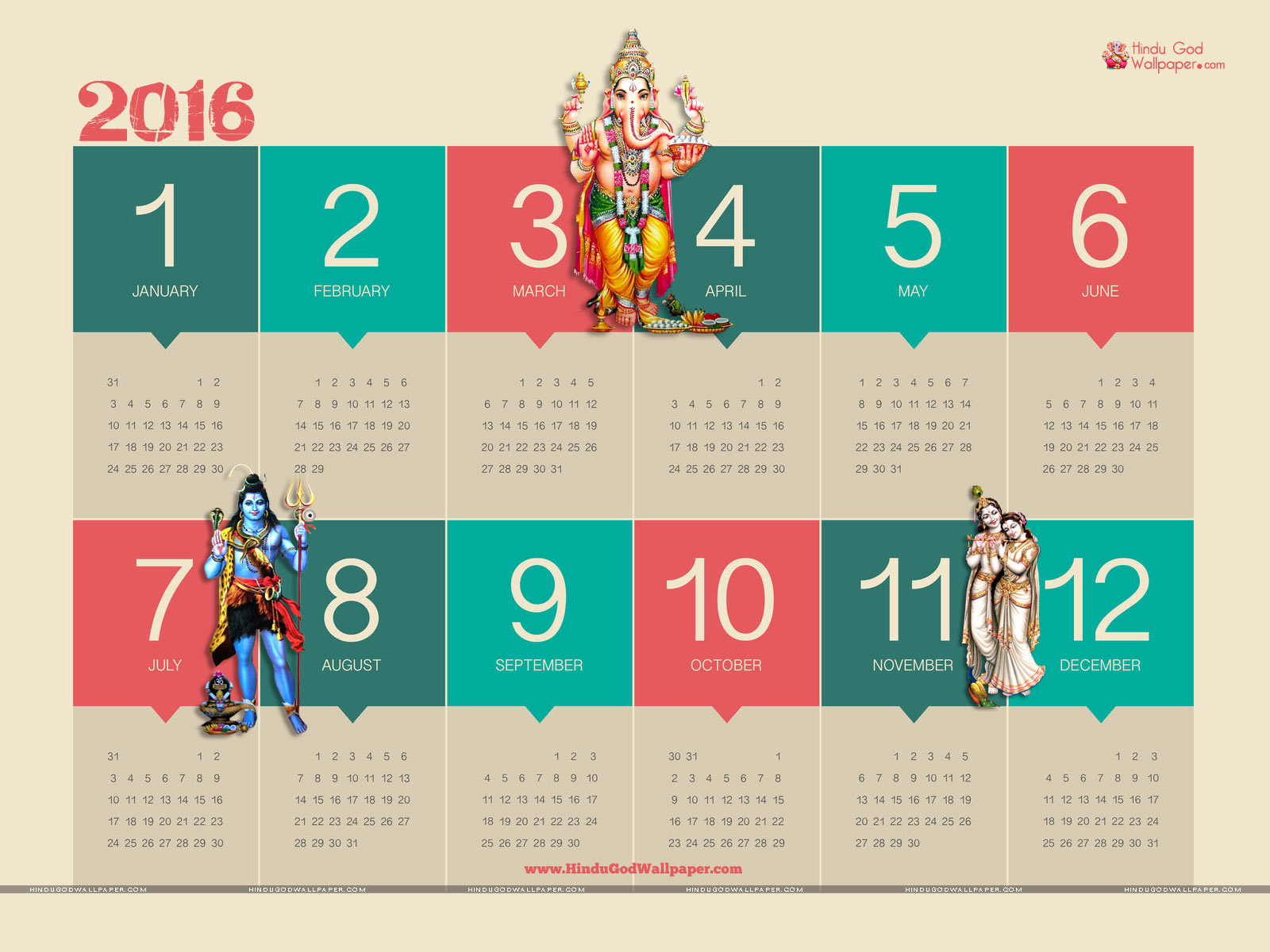 Free Desktop Wallpaper Calendar 2016 Download