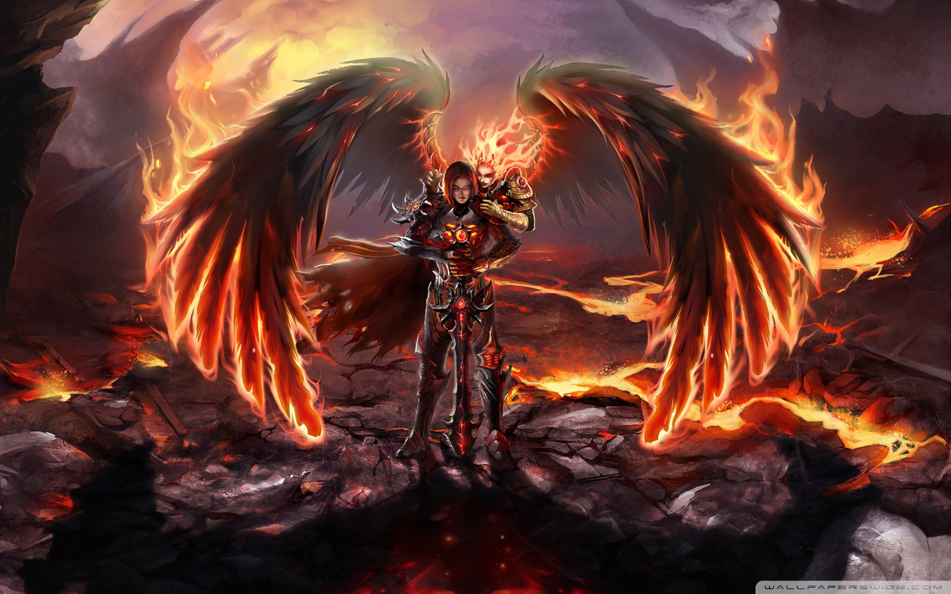 Fantasy Angel Warrior Action Adventure Cg Dark Devil Enemy Evil