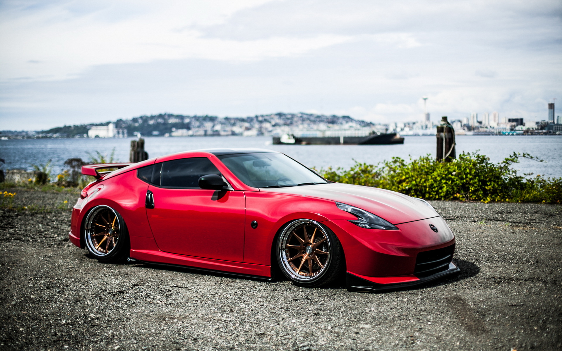 Wallpaper Nissan 370z Tuning Car Stance Red