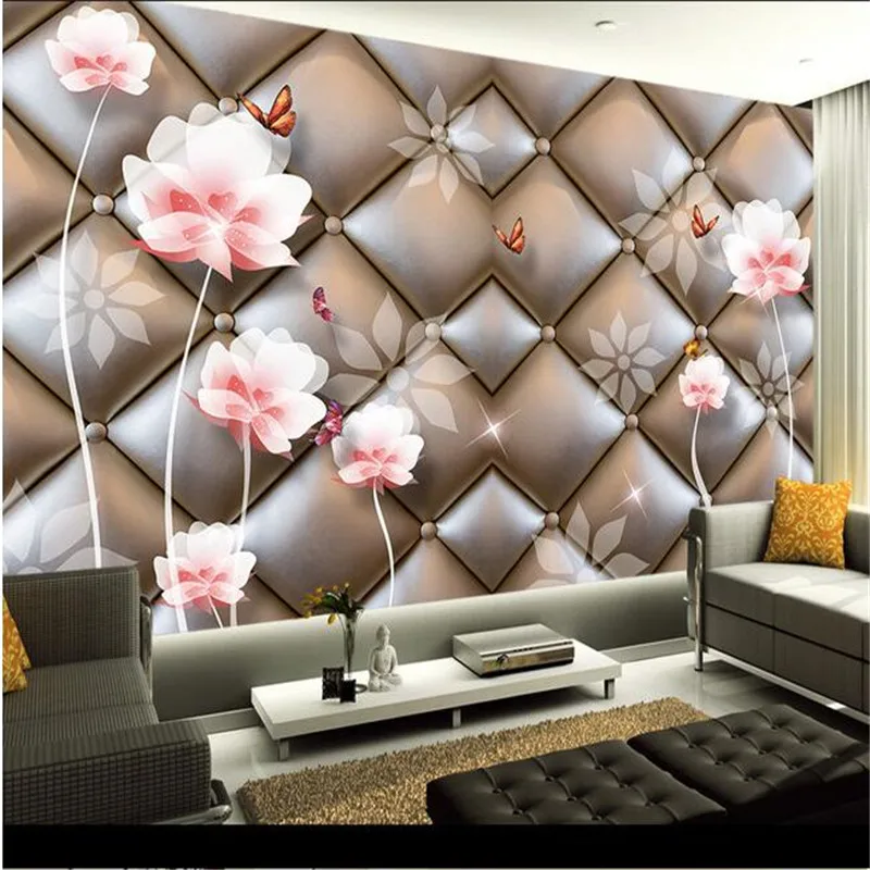 Beibehang Wallpaper High Quality Silk Cloth Living Room Bedroom European Soft Pack Lotus Large Mural