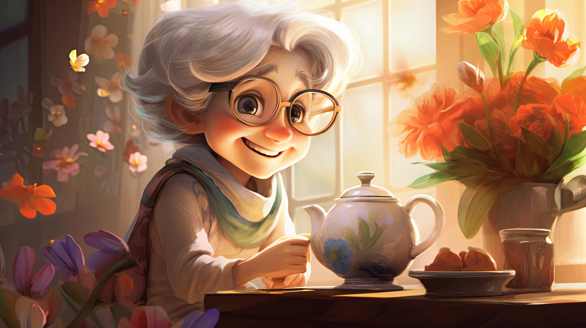 Warm Smiling Grandmaat Tea Time Xs8og1qpdaxanyze Wallpaper