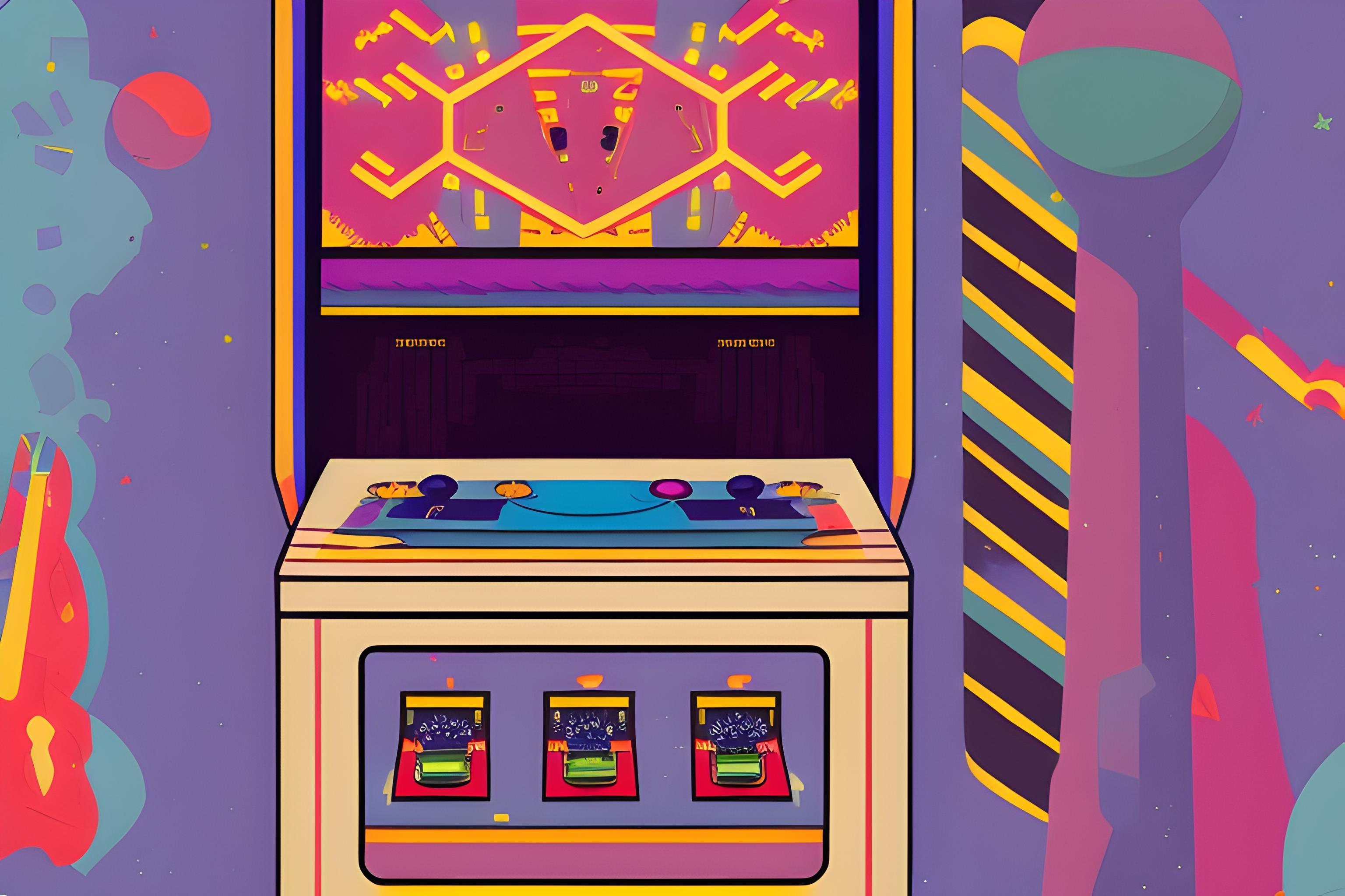 Retro Arcade Cartoon Style Wallpaper With Vibrant Colors Simple