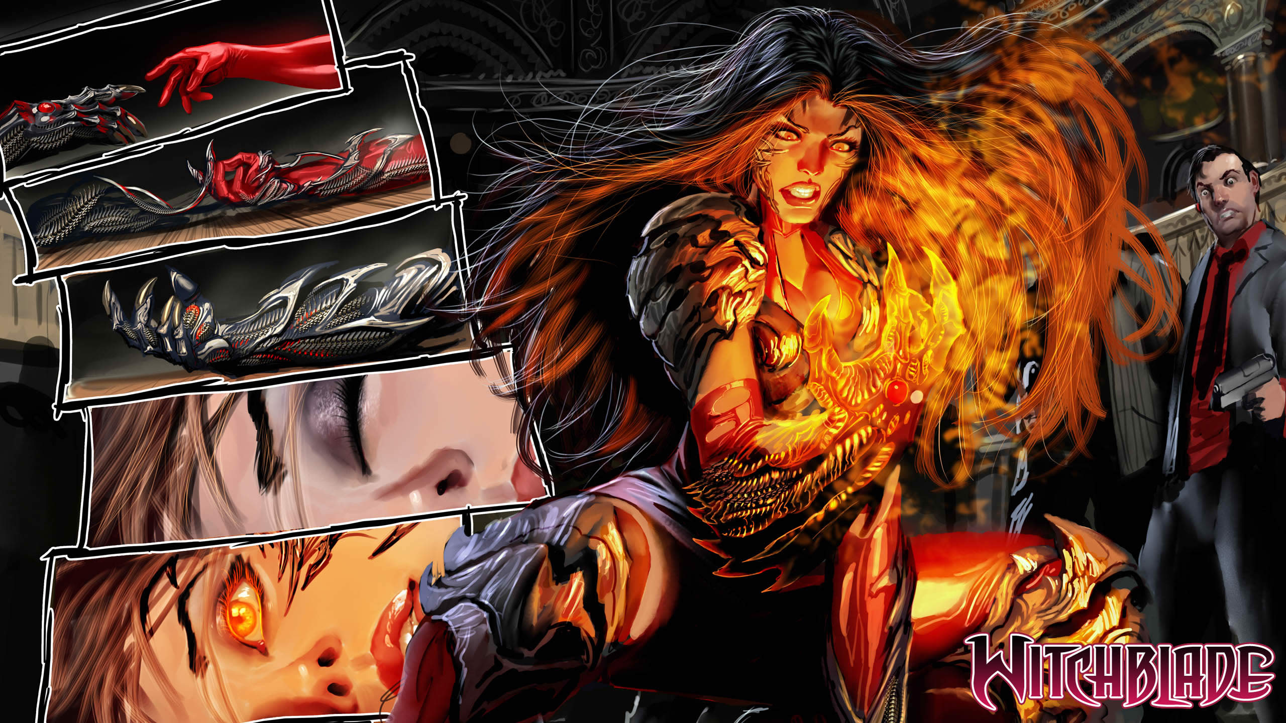 Superhero Magic Fire Warriors Women Sexy Babes Wallpaper Background