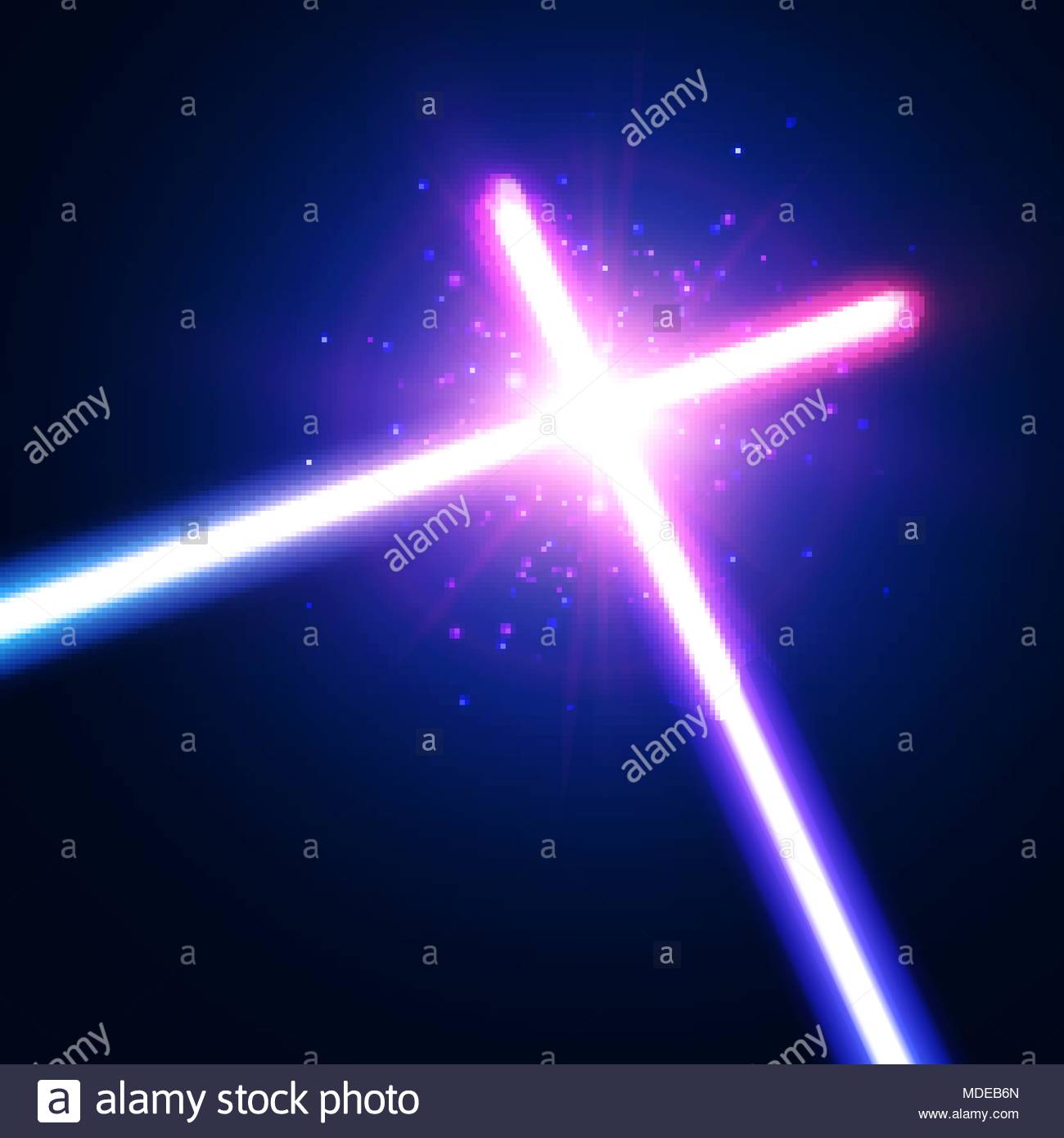 Crossing Laser Sabers War Glowing Rays In Space Abstract