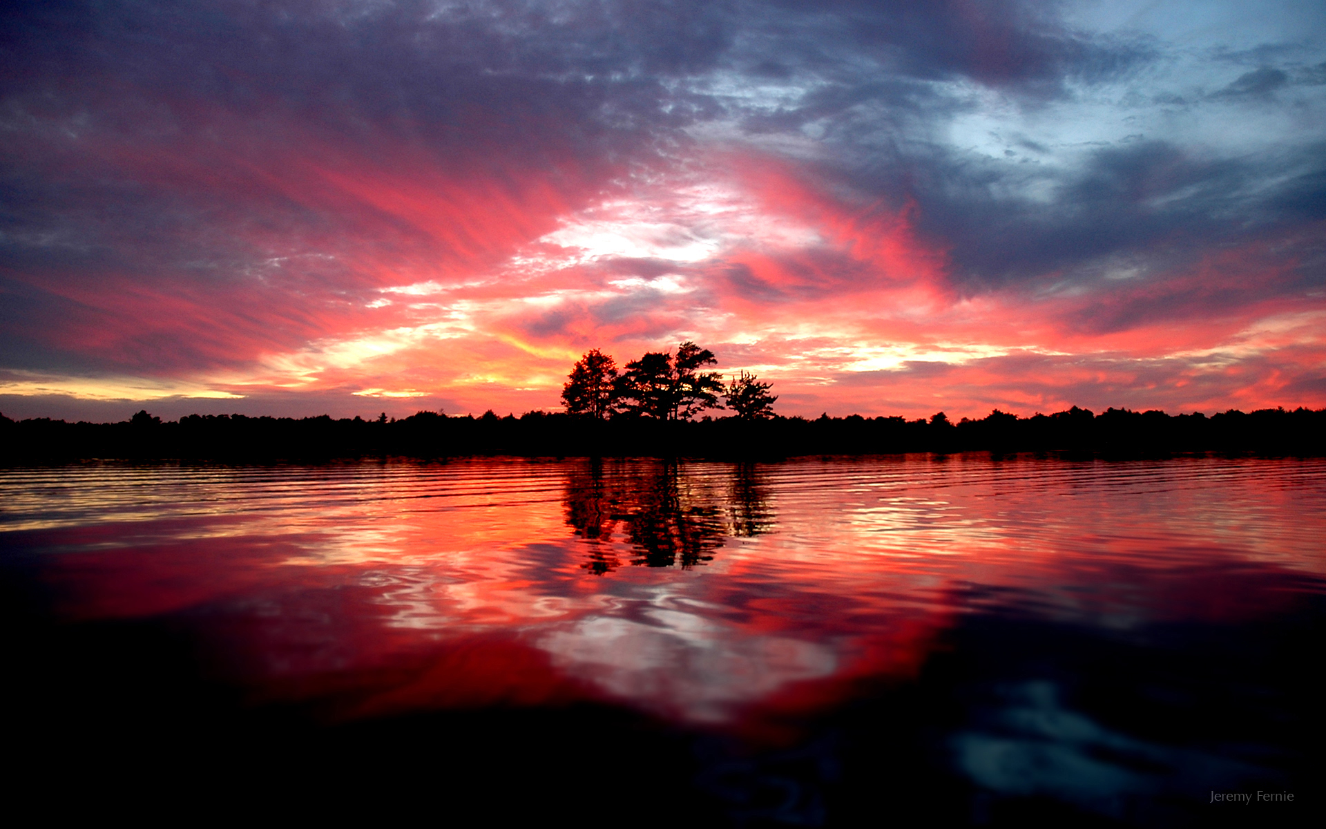 Wallpaper Sunset Lake Reflection Stunning