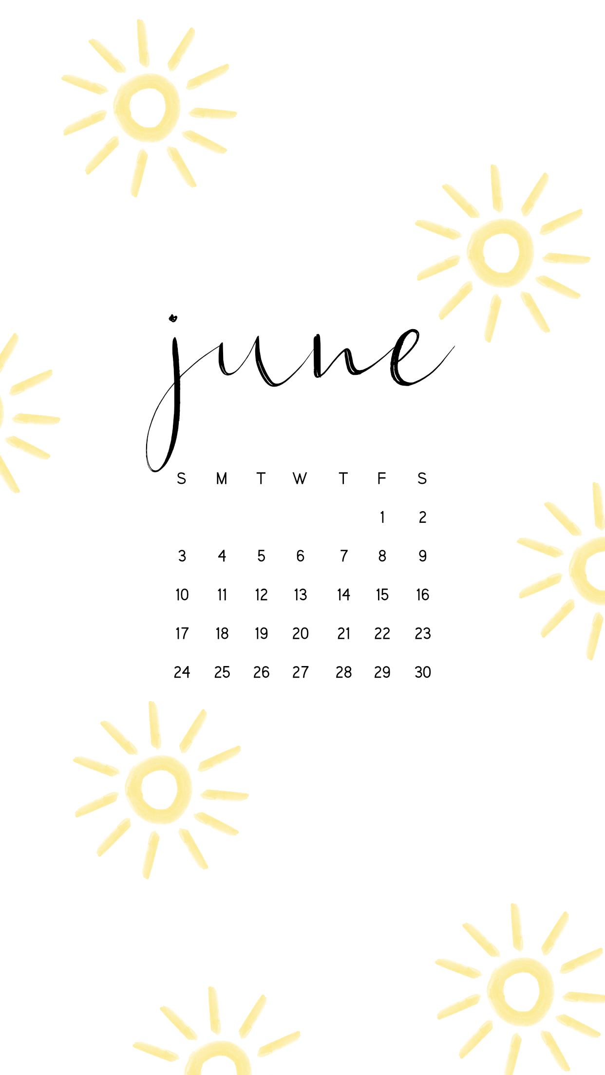 June iPhone Background Calendar Wallpaper